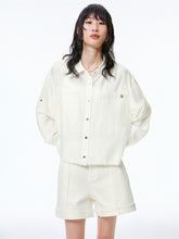 Women's Solid Cropped Oversized Shirt
